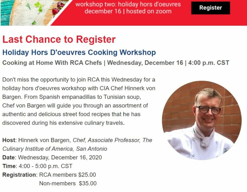 Cooking at Home with RCA Chefs Class #2!